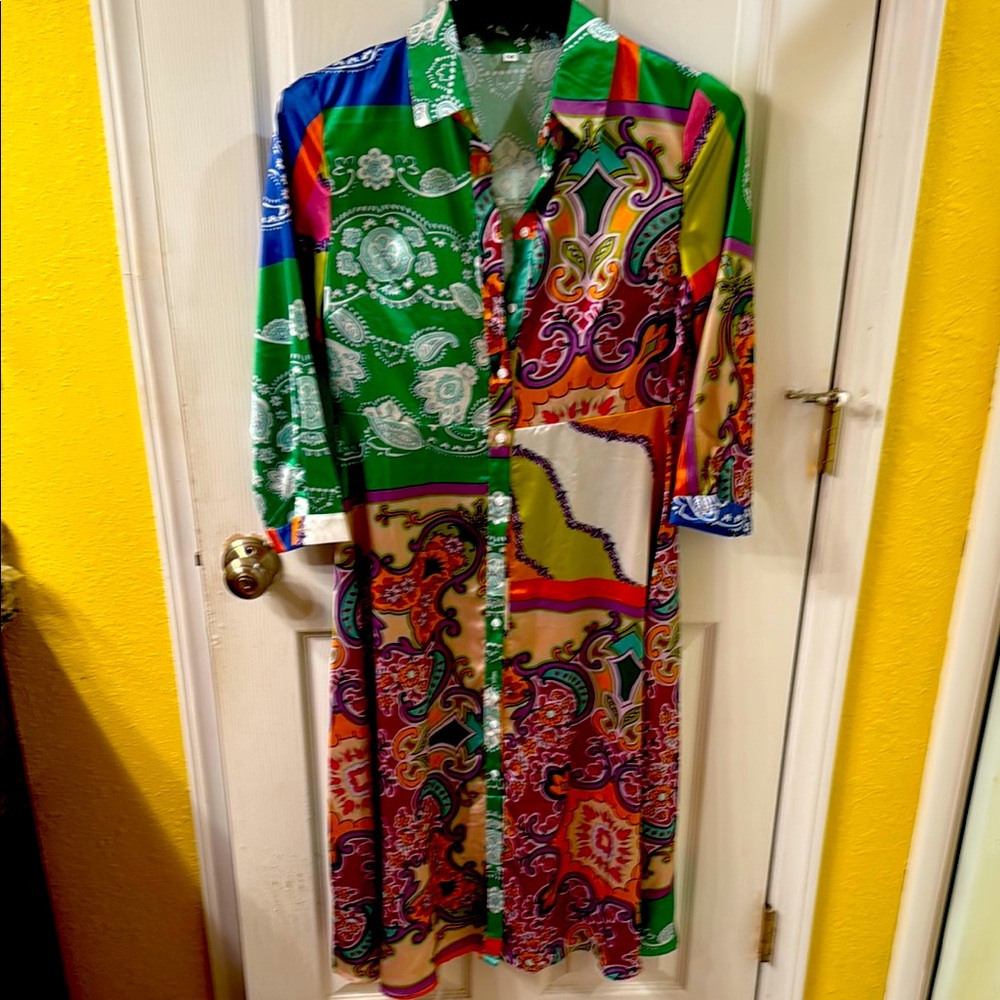 Colorful Patterned Women's Dress not pictured: matching belt!